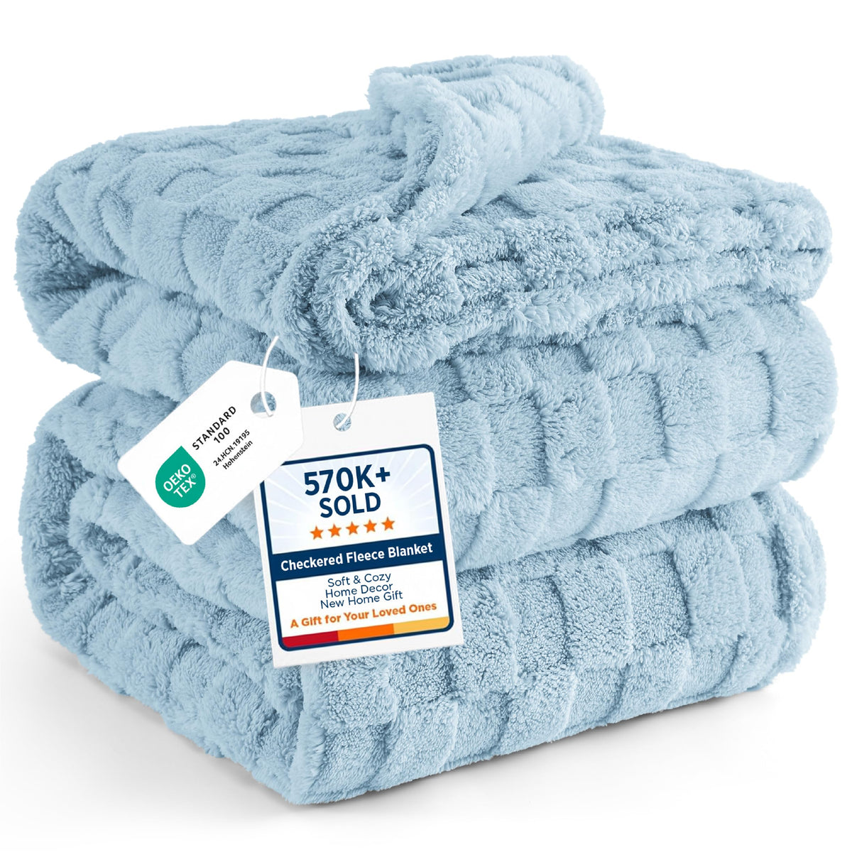 Bedsure Checkered Soft Cozy Queen Blanket for Bed, Sage Green, 90"×90"