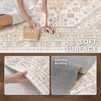 zesthome 9x12 Area Rugs for Living Room,Non-Slip Backing Washable Rugs,Vintage Large Area Rug，Stain Resistant Home Decor Rug