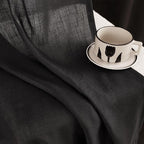 Black Linen Curtains 102 inches Long for Bedroom Back Tab Light Filtering Privacy Semi Sheer Black Curtains Living Room Boho Rustic Farmhouse Cotton Textured Gauze Curtain 2 Panel Set