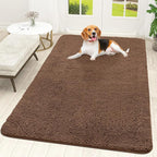 OLANLY Dog Door Mat for Muddy Paws 59x35, Absorbs Moisture and Dirt, Absorbent Non-Slip Washable Doormat, Quick Dry Chenille Mud Mat for Dogs, Entry Indoor Entryway Carpet for Inside Floor, Mocha