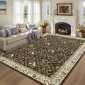 GarveeHome 6x9 Machine Washable Area Rugs for Living Room Floral Stain Resistant Soft Carpet Vintage Low Pile Non Slip Non-Shedding Floor Carpet Rugs for Bedroom Nursery Brown