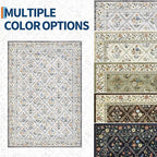 GarveeHome Living Room Rug 5x7 Rug Machine Washable Stain Resistant Area Rug Non Slip Floral Vintage Low Pile Rugs for Living Room, Bedroom, Farmhouse, Dining Room, Kids PlayroomGrey Beige
