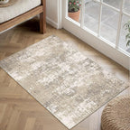 PureCozy Beige Area Rug 2x3 Machine Washable Modern Abstract Entryway Carpet Non Slip Neutral Door Mat Low Pile Soft Non Shedding Contemporary Throw Rug for Bathroom Laundry Kitchen Dining Room