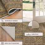 Brown 2'6" x 10' Hallway Runner Rug Non Slip - Washable Kitchen Rug Stain Resistant, 10ft Extra Long Thin Entryway Indoor Mats, Soft Boho Vintage Gold Brown Floral Indoor Carpet Runner Décor Low Pile