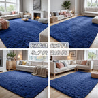 5x8 Fluffy Shag Area Rugs for Living Room Bedroom: Soft Plush Carpet Blue