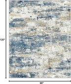 BEIMO Machine Washable Rug 8x10 Area Rugs for Living Room Bedroom, Large Navy Blue Beige Abstract Area Rug Soft Throw Rugs, Low-Pile Floor Carpet with Non Slip Rubber Backing