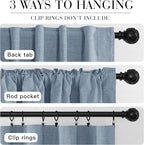 RYB HOME Smoky Blue 100% Blackout Curtains 63 inch Long, Light Blacking & Thermal Insulated Curtains for Nursery/Bedroom/Boys'Room, Back Tab & Rod Pocket Window Treatment, W52 x L63, 2 Panels