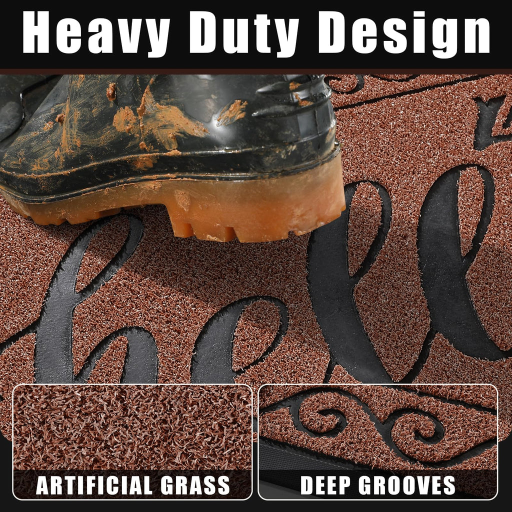 Yimobra Welcome Mats for Front Door 36x24, Heavy Duty Waterproof Outdoor Door Mat Outside Entrance, Non-Slip Low Profile Indoor Entryway Mat for Garage Patio, Maroon