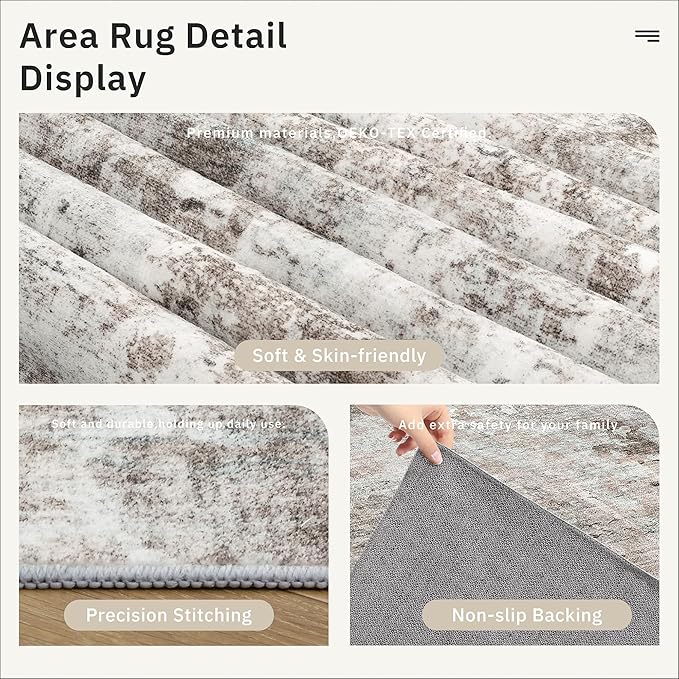 Soalmost Abstratc Runner Rug 2x5 Washable Kitchen Entry Runners Pink/Grey