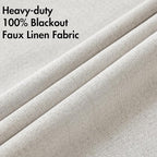 MIULEE 100% Blackout Linen Curtains for Bedroom 52x54 Inches Cream White