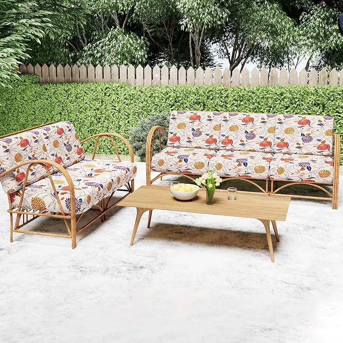 Smiry Printed Couch Cushion Covers, Stretch Soft Couch Covers for Sofa, Washable Non-Slip Sofa Slipcover Furniture Protector for Indoor and Outdoor (Backrest L, Orange)