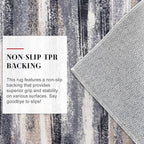 Lansny Modern Abstract Hallway Runner Rug, Grey Black Multi Washable Kitchen Runner Non-Slip Soft 2x8 Runner Rug Thin Print Faux Wool Carpet for Entryway Bedroom Laundry Room Indoor Home Decor