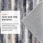 Lansny Modern Abstract Runner Rug 2x12, Grey Black Multi Washable Long Kitchen Runner Non-Slip Soft Hallway Rug Runner Thin Print Faux Wool Carpet for Entryway Bedroom Laundry Room Indoor Home Decor