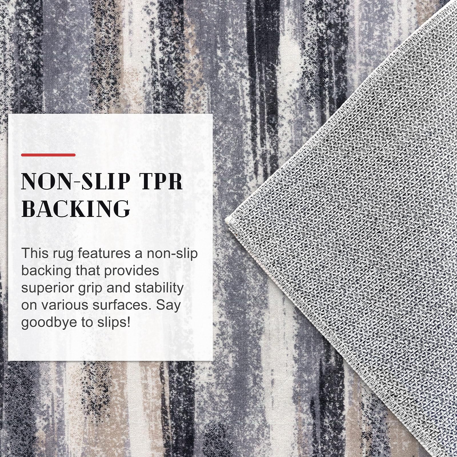 Lansny Modern Abstract Runner Rug 3x10, Grey Black Multi Washable Kitchen Runner Non-Slip Soft Hallway Rug Runner Thin Print Faux Wool Carpet for Entryway Bedroom Laundry Room Indoor Home Office Decor