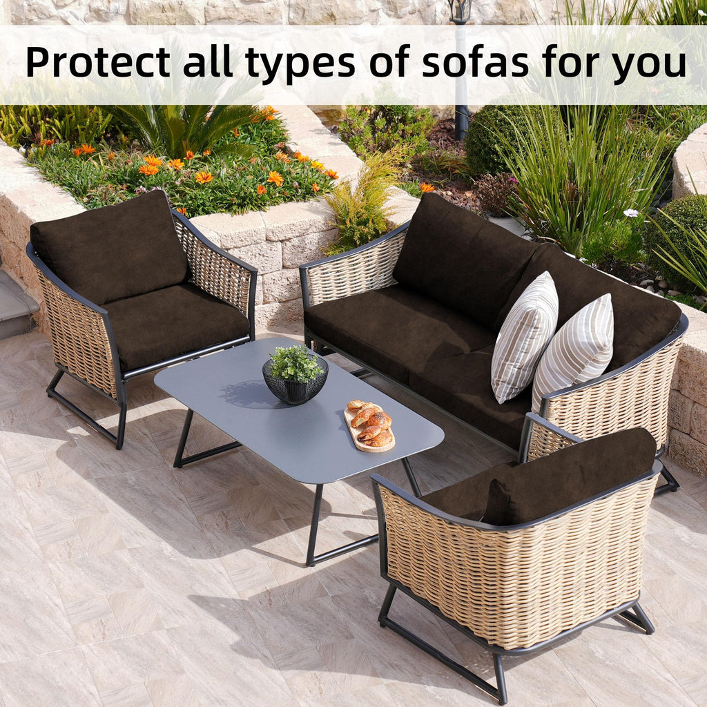 8 Piece Outdoor Cushion Covers, Patio Sofa Cushion Covers, Stretch Fit