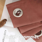 H.VERSAILTEX Living Room Linen Curtains Semi Sheer Curtains Nickel Grommet Curtain Energy Saving Light Filtering Window Treatments Panels for Bedroom, Rust, 2 Panels, 52 x 108 - Inch