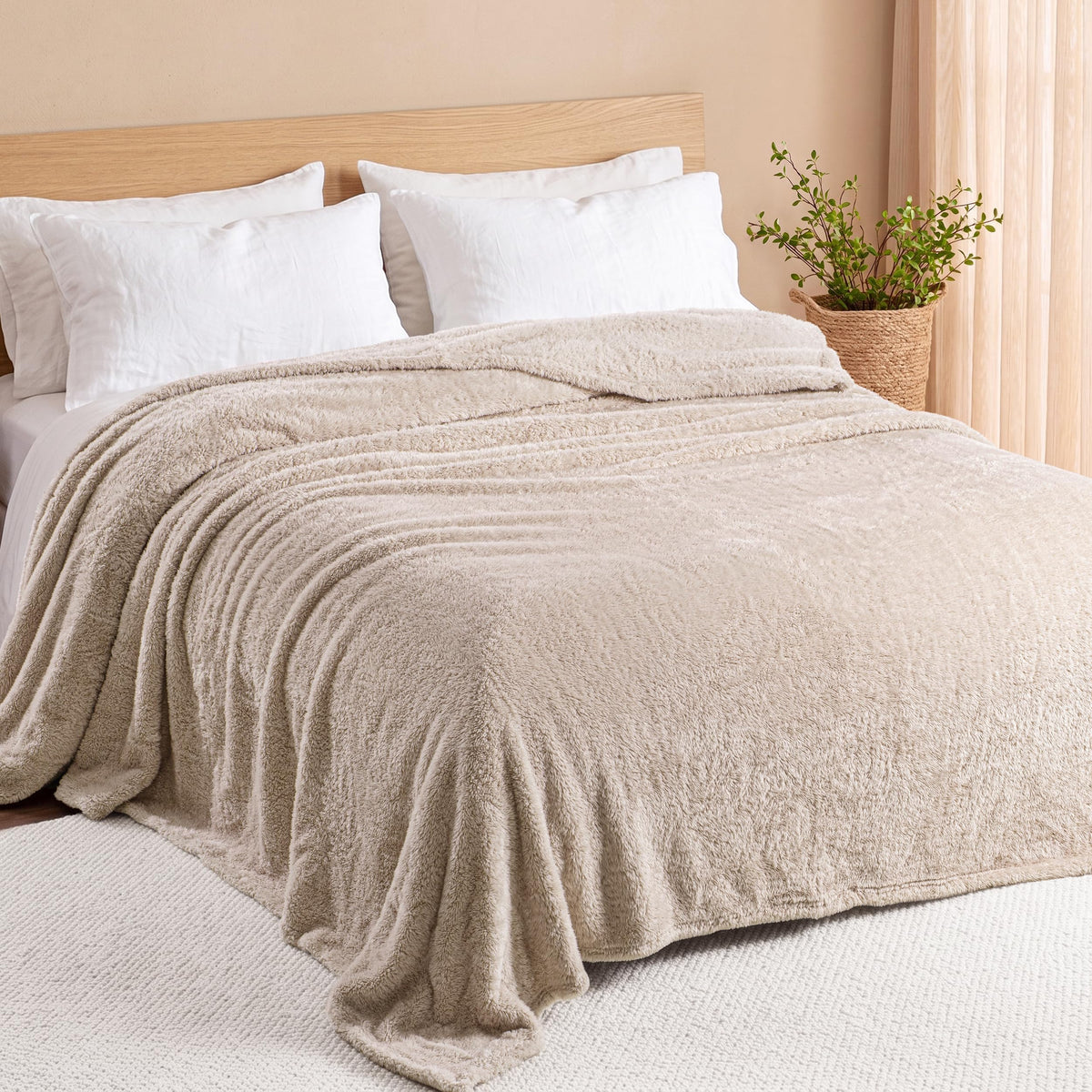 Exclusivo Mezcla Fuzzy Plush Fleece Bed Blanket Twin XL Size, Light Grey