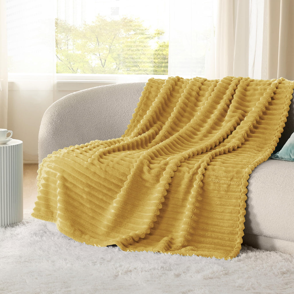 Bedsure Soft Twin Blanket for Bed Decor Gifts Yellow 60"x80"