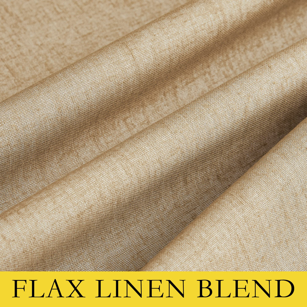 NICETOWN 100% Absolutely Blackout Linen Curtains with Thermal Insulated White Liner, Camel, W42 x L90, 2 Panels, Long Curtains 90 inch Length for Patio Door, Doorway, Office, Overnight Shiftworker
