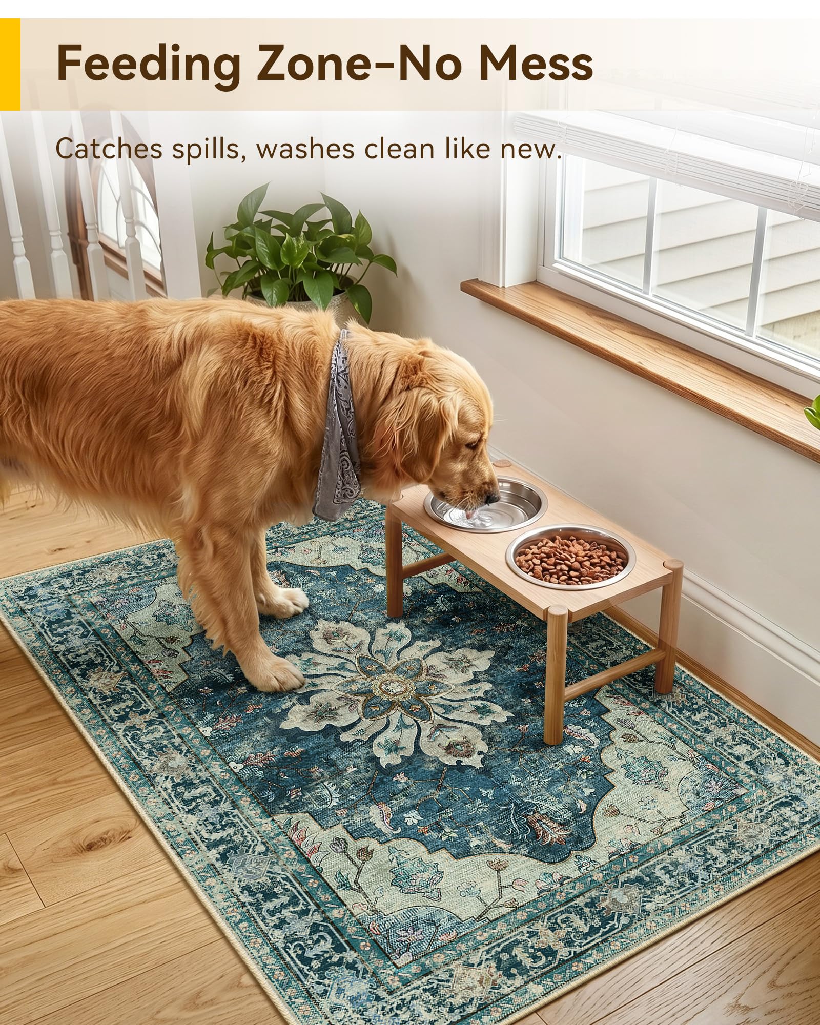 RELEANY Washable Area Rug, Small 2'x3', Teal