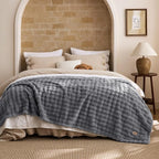 Bedsure 3D Fleece Bubble Blanket - GentleSoft Grey Queen Blanket for Bed Sofa Room Decor - Luxury Soft Cozy Gifts for Kids, Lightweight, All Seasons, Grey, 90"×90"