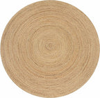 Hausattire Hand Woven Jute Braided Rug, 5’ Round – Natural, Reversible Boho Entry Area Rugs for Kitchen, Living Room I Farmhouse Decorative Floor Rug, 5 Feet Round
