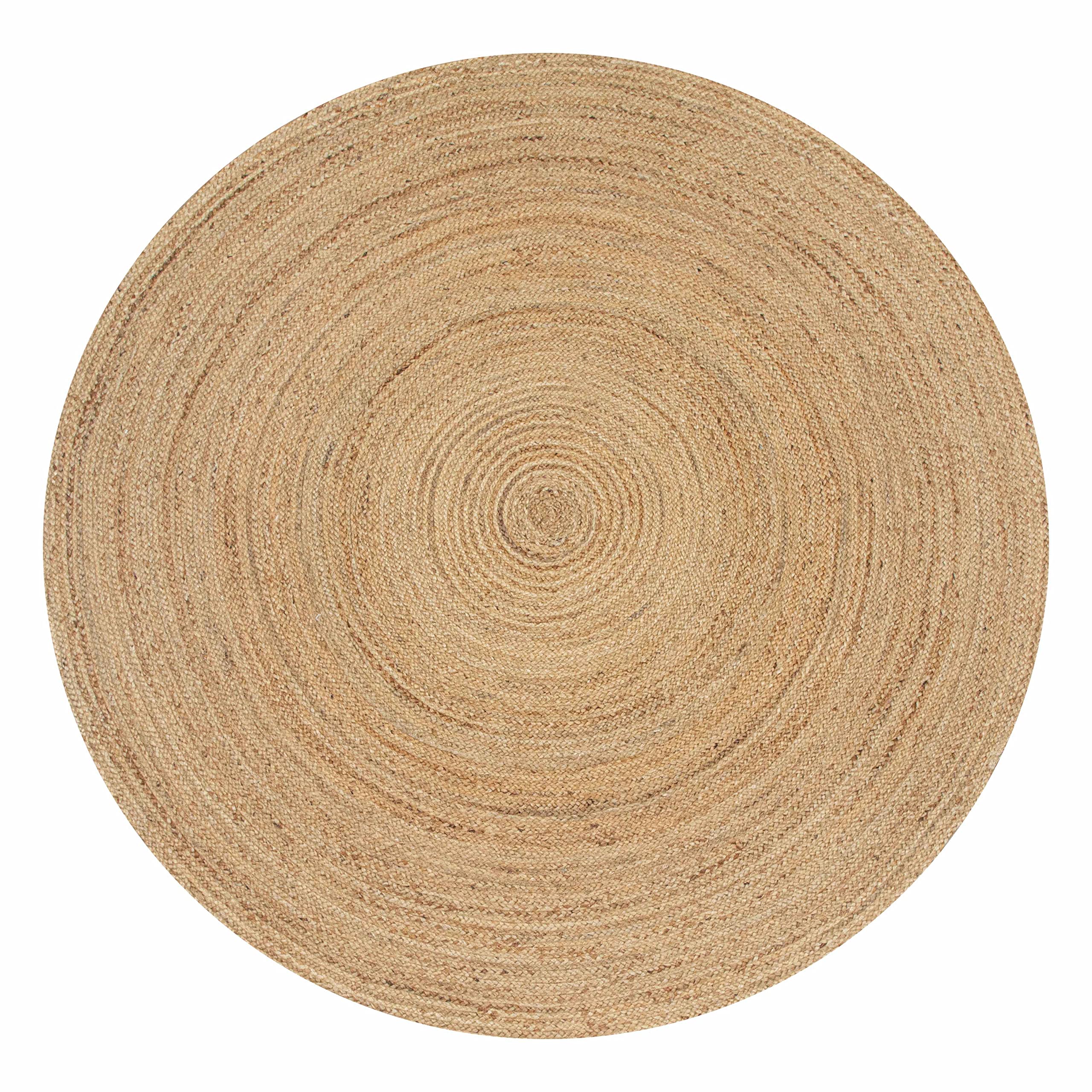 Hausattire Jute Braided Round Rug, Natural, 3 ft