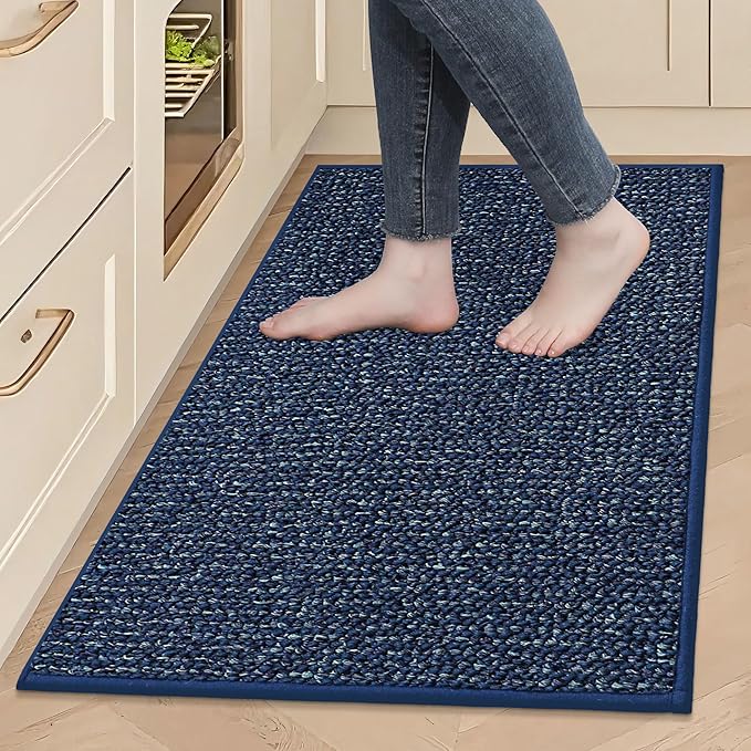 BEQHAUSE Kitchen Rugs 24"x36", Non-Slip Kitchen Mats for Floor, Blue