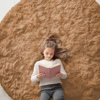 OLANLY Khaki Round Rugs for Bedroom - Machine Washable, 6 ft Circle Area Rugs for Living Room, Soft and Fluffy Shaggy Carpet for Teen Girl and Boys, Nursery Rooms, Dorms, Home Decor Aesthetic