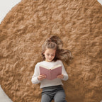 OLANLY Khaki Round Rugs for Bedroom - Machine Washable, 6 ft Circle Area Rugs for Living Room, Soft and Fluffy Shaggy Carpet for Teen Girl and Boys, Nursery Rooms, Dorms, Home Decor Aesthetic