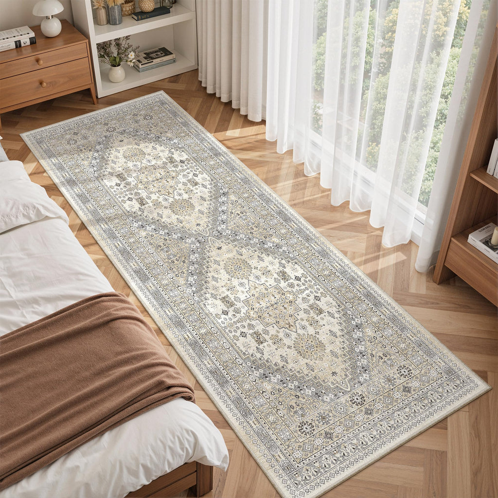 zesthome 2x6 Runner Rug Non Slip,Washable Hallway Runner Rug,Beige