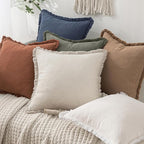 MIULEE Linen Decorative Euro Throw Pillow Covers Light Olive Green 28x28