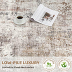 UERMEI Square Area Rugs: Washable 6x6 Neutral Modern Abstract Carpet for Living Room Bedroom - Soft Floor Mat with Non Slip Backing for Kitchen Nursery Dorms Farmhouse Home Decor - Brown/Grey/Red