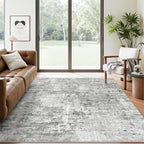 Abstract Rug 5x7 Machine Washable Area Indoor Grey White Low Pile Non-Slip Foldable Thin Accent Rugs for Bedroom Living Room Dining Room