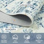 6x9 Area Rugs for Living Room Washable Rug: Anti-Skid Abstract Modern Living Room Rug Soft Thin Carpets Indoor Floor Non-Shedding Carpet for Bedroom Dining Farmhouse Nursery Blue Gray Gold