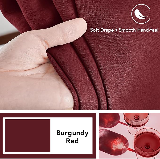 Deconovo Blackout Curtains for Bedroom, Living Room Curtains 63 Inches Long