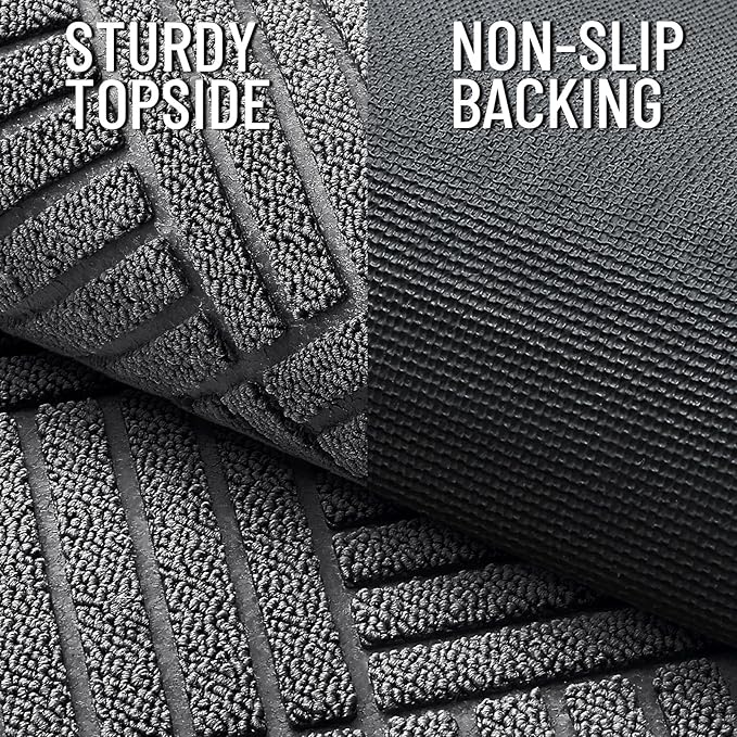 OLANLY Front Door Mat Outside Entrance 33x21, Absorbent, Heavy Duty Sturdy Natural Rubber Doormat Indoor Outdoor, Stain and Fade Resistant, Non-Slip Low Profile Floor Mat for Entryway, Grey Diamond
