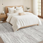 Nakagishi 6X9 Area Rugs Living Room: Washable Large Vintage Rug Neutral Non-Slip Soft Stain Resistant Indoor Carpet for Bedroom Nursery Dining Room Office Playroom - Grey-01