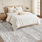 Nakagishi 5x8 Area Rugs Living Room: Washable Large Vintage Rug Neutral Non-Slip Soft Stain Resistant Indoor Carpet for Bedroom Nursery Dining Room Office Playroom - Grey-01