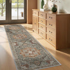 Restydon Runner Rug 2x8 Runners for Hallways Washable Rugs, Grey/Brown/Tan