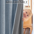 RYB HOME Smoky Blue 100% Blackout Curtains 63 Inch Long for Bedroom