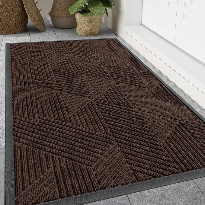Smiry Front Door Mat Outside Entrance, Low Profile Rubber Doormat, 71x47