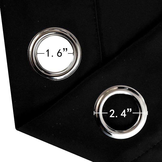 LEMOMO Black Blackout Curtains 42 x 54 Inch Length Set of 2 Panels Grommet Bedroom Curtains for Living Room