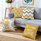 Hexagram Geometric Yellow Pillow Covers 18x18 Set of 4, Decorative Outdoor Boho Modern Throw Pillow Covers, Home Sweet Home Farmhouse Cushion Case for Couch Sofa Bedroom Indoor Decor(No Insert)