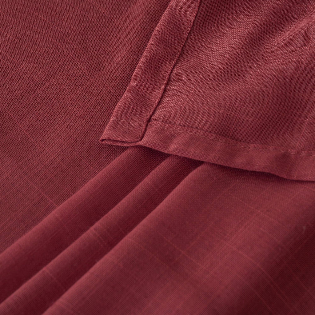 BGment Burgundy Linen Curtains 63 Inches Long for Living Room, Semi Sheer Window Drapes Lightweight Rustic Country Textured with Rod Pocket for Dining Bedroom, 2 Panels, Each 42 Inch Wide