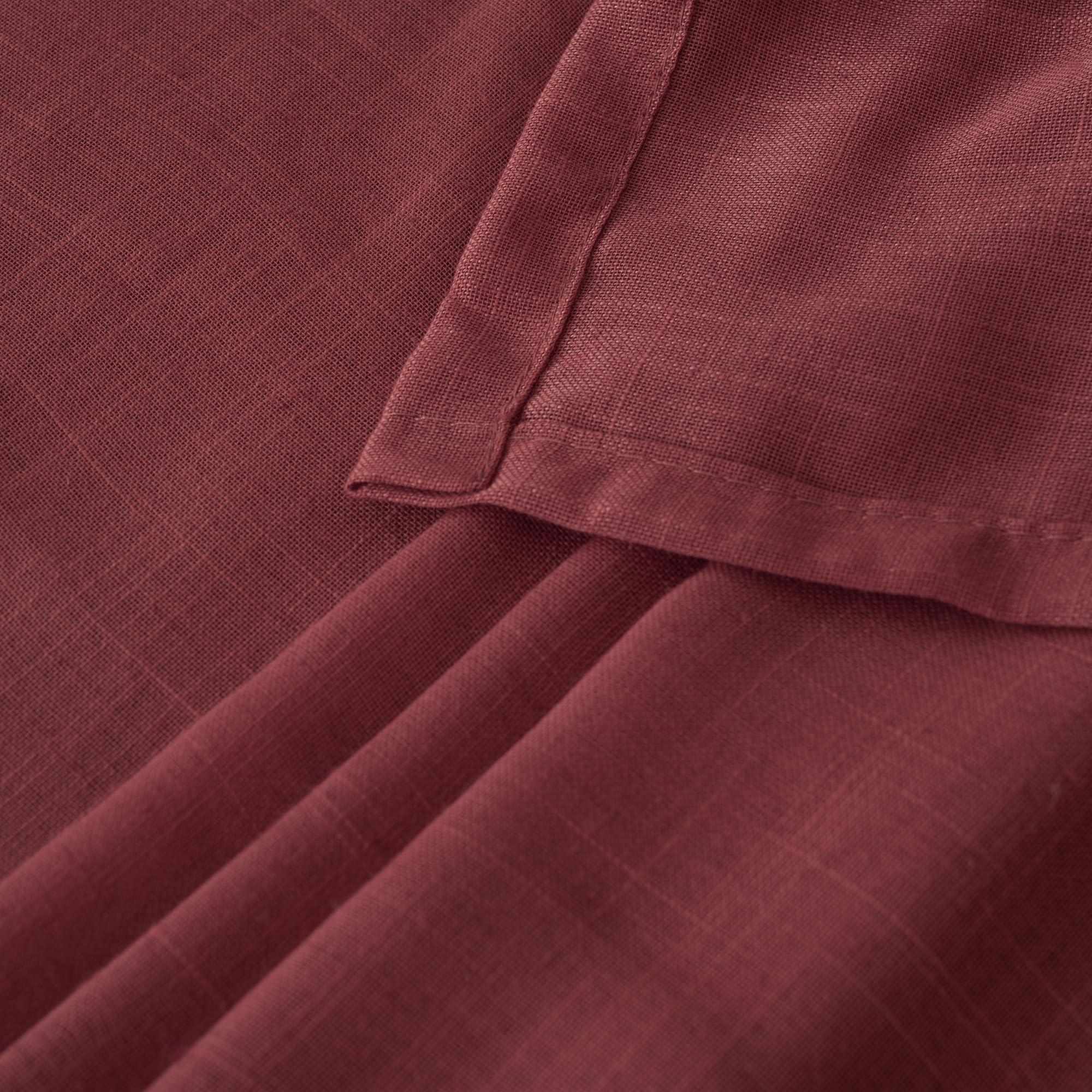 BGment Burgundy Linen Curtains 63 Inches Long for Living Room, Semi Sheer Window Drapes Lightweight Rustic Country Textured with Rod Pocket for Dining Bedroom, 2 Panels, Each 42 Inch Wide