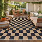 Lahome Colette Checkered Easy Jute Rug, 9x12 Area Rug for Living Room Indoor Outdoor Carpet, Farmhouse Neutral Non Slip Non Shedding Stain Resistance Floor Carpet for Patio Dining Room Backyard