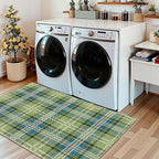 3x5 Buffalo Entry Rug - Small Washable Indoor Outdoor Mats for Front Door Non-Slip Porch Rug Green Teal Plaid Tartan Throw Rugs for Living Room Bedroom Entryway Kitchen Office Porch Decor