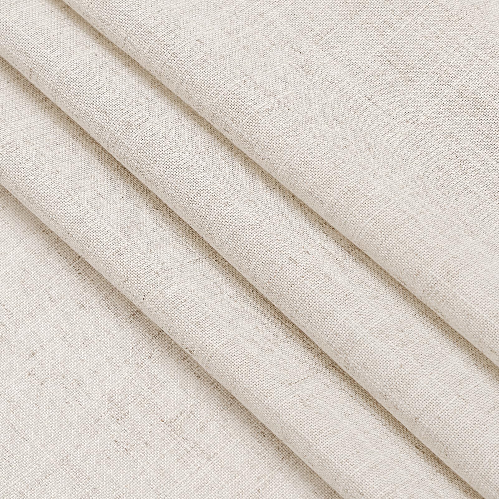 Nanspring Beige Cafe Curtains 48 Inch Length Set 2 Panel Back Tab Pocket Semi Sheer Short Linen Beige Curtain Tiers for Small Bathroom Window Basement 52x48