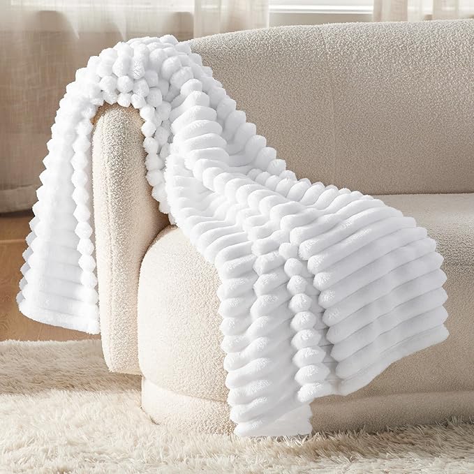 Bedsure Soft Throw Blanket for Couch Decor Gifts Bright White 50"x70"